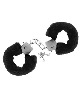 Menottes fourrure noires de poignets avec sécurité 